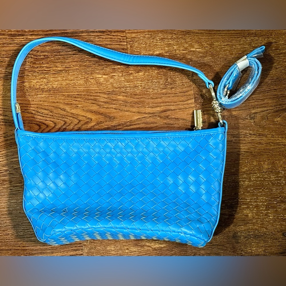 NWOT Blue Expressions NYC Woven Faux Leather Shoulder Bag with Adjustable Strap